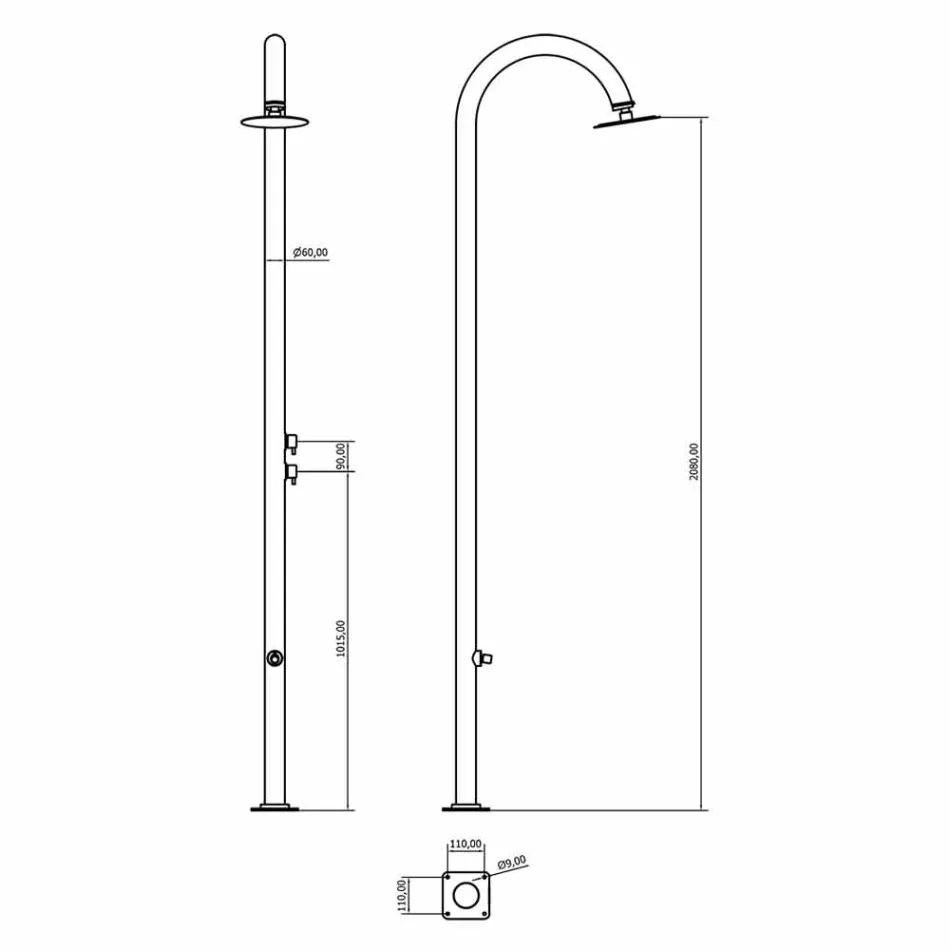 Forkromet rustfrit stål havebruser med fodvask fremstillet i Italien - Marlen Viadurini