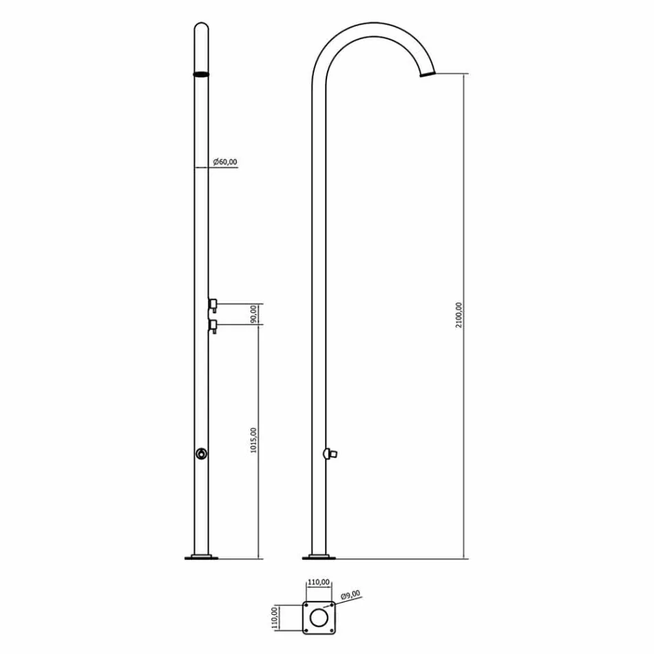 Forkromet rustfrit stål havebruser med fodvask fremstillet i Italien - Marlen Viadurini