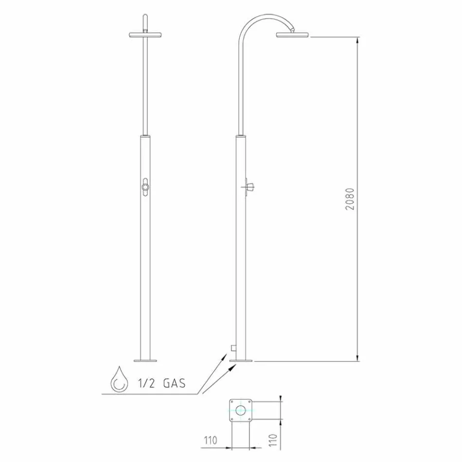 Havebruser i rustfrit stål med rundt brusehoved Lavet i Italien - Norton Viadurini