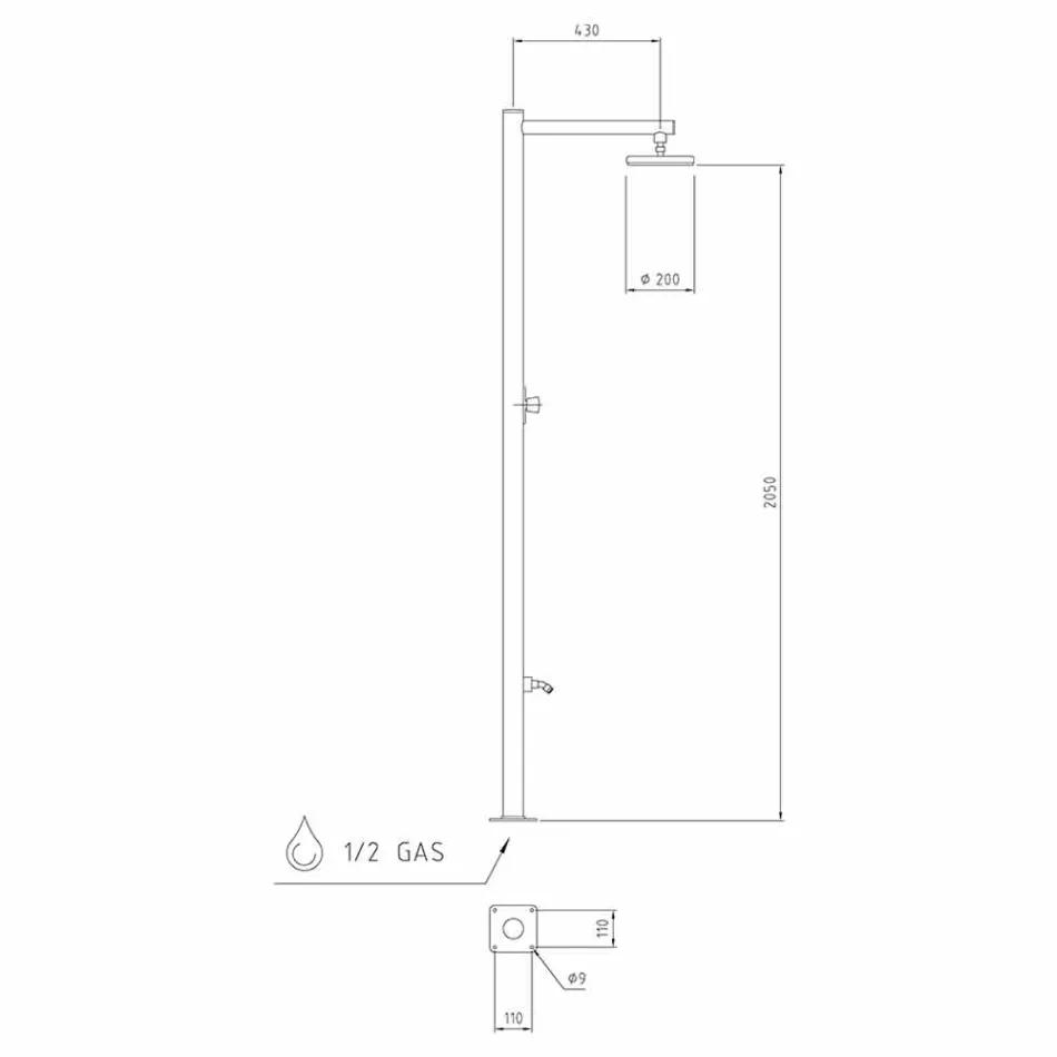 Udendørs brusebad i rustfrit stål med vandhaner lavet i Italien - Modeo Viadurini