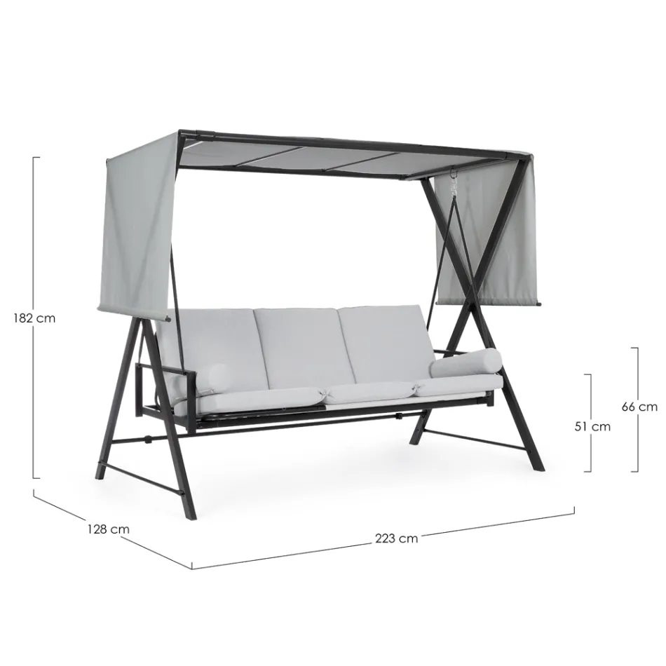 Gynge konvertibel til seng til haven i stål og stof - Tilbagekaldelse  Viadurini