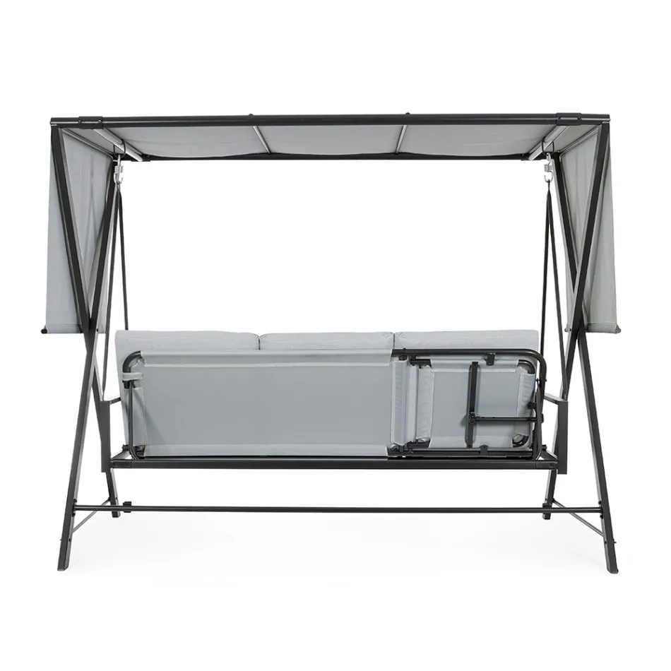 Gynge konvertibel til seng til haven i stål og stof - Tilbagekaldelse  Viadurini