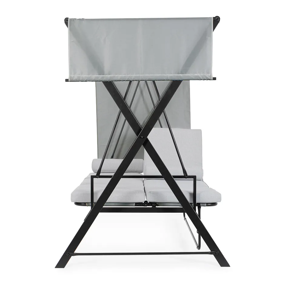 Gynge konvertibel til seng til haven i stål og stof - Tilbagekaldelse  Viadurini