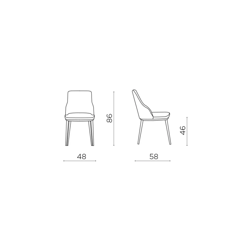 To polstrede stole med metalstel og et afbalanceret design - Silke Viadurini