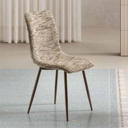 To moderne stole i polstret stof og tofarvet malet metal - Miral Viadurini