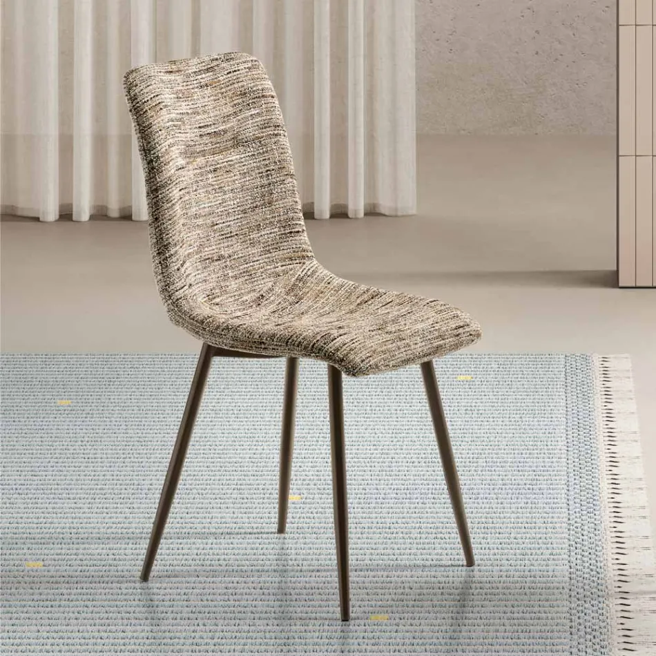 To moderne stole i polstret stof og tofarvet malet metal - Miral Viadurini