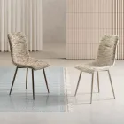 To moderne stole i polstret stof og tofarvet malet metal - Miral Viadurini