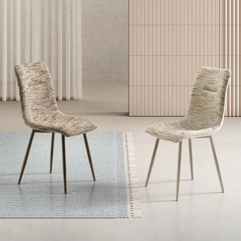 To moderne stole i polstret stof og tofarvet malet metal - Miral Viadurini