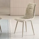 To moderne stole i polstret stof og tofarvet malet metal - Miral Viadurini