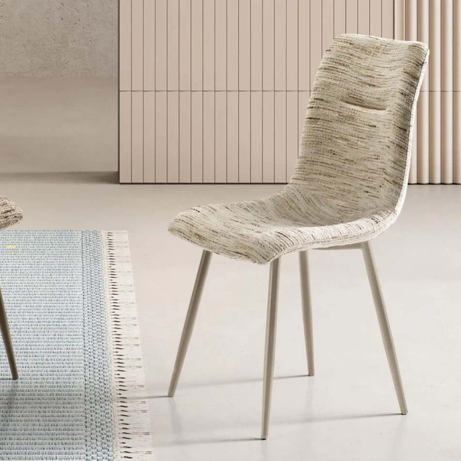 To moderne stole i polstret stof og tofarvet malet metal - Miral Viadurini