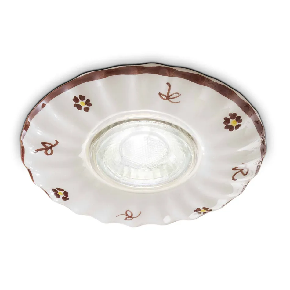 Forsænket runde forsænket dekoreret keramiske Ferroluce Pescara Viadurini