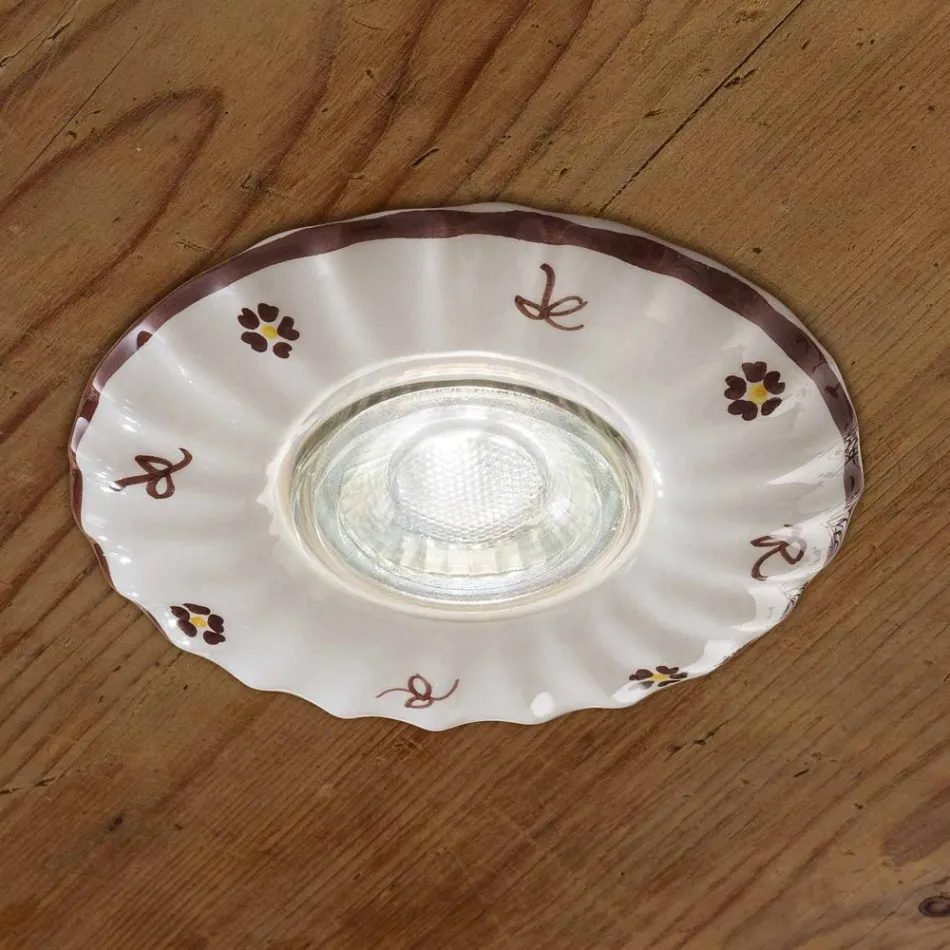 Forsænket runde forsænket dekoreret keramiske Ferroluce Pescara Viadurini