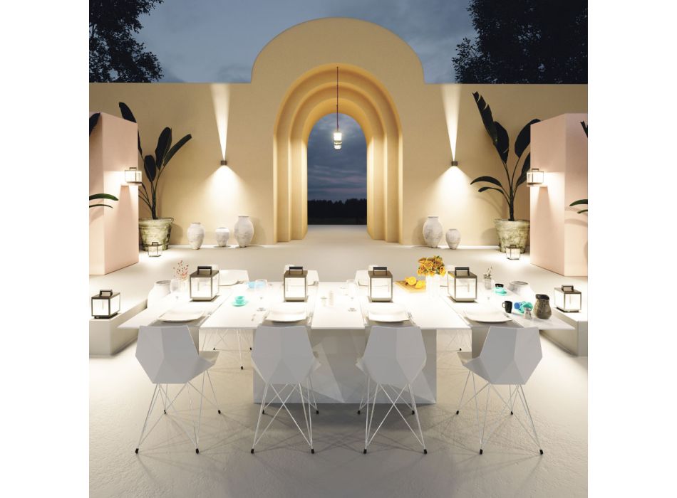 Dekorativ udendørs LED spotlight i hvid aluminium eller corten - Bettina Viadurini
