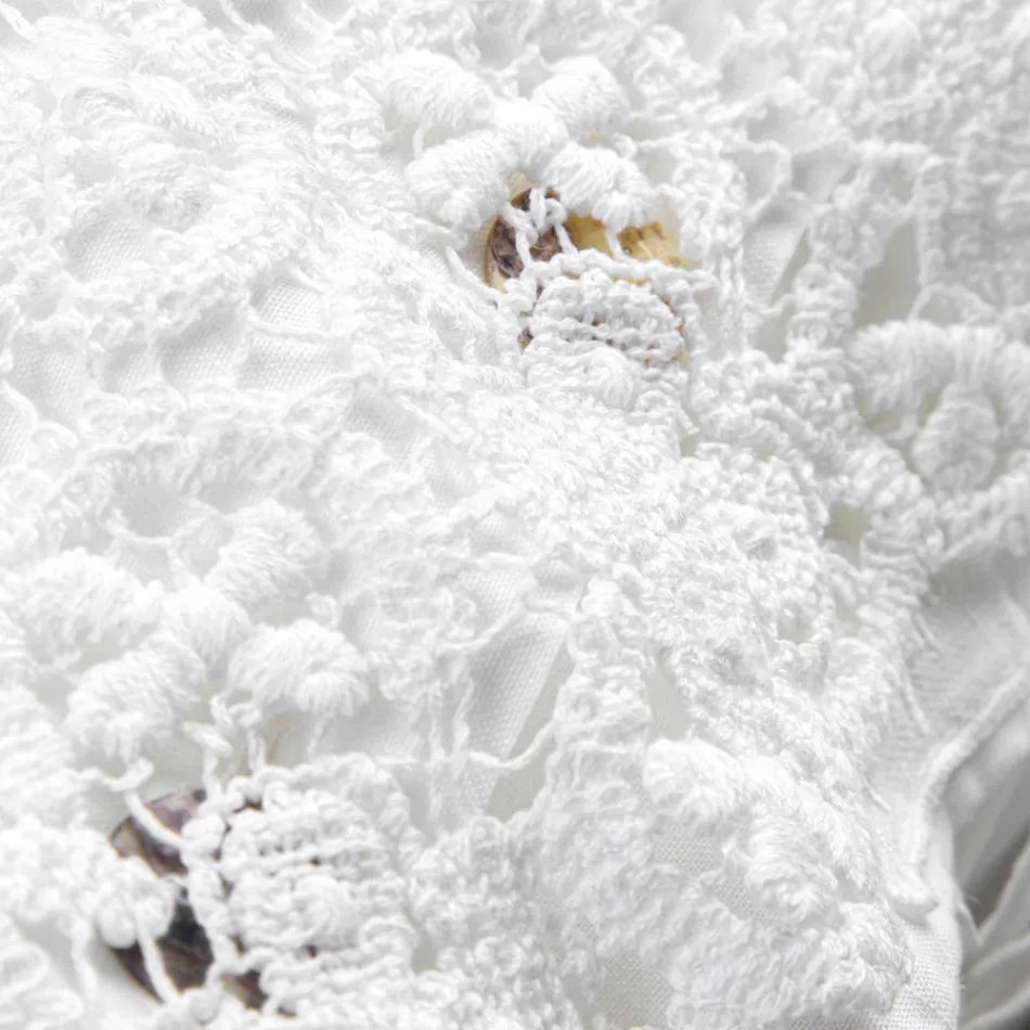 Hørpudebetræk med hvid blonde til luksusdesignseng lavet i Italien - Kiss Viadurini