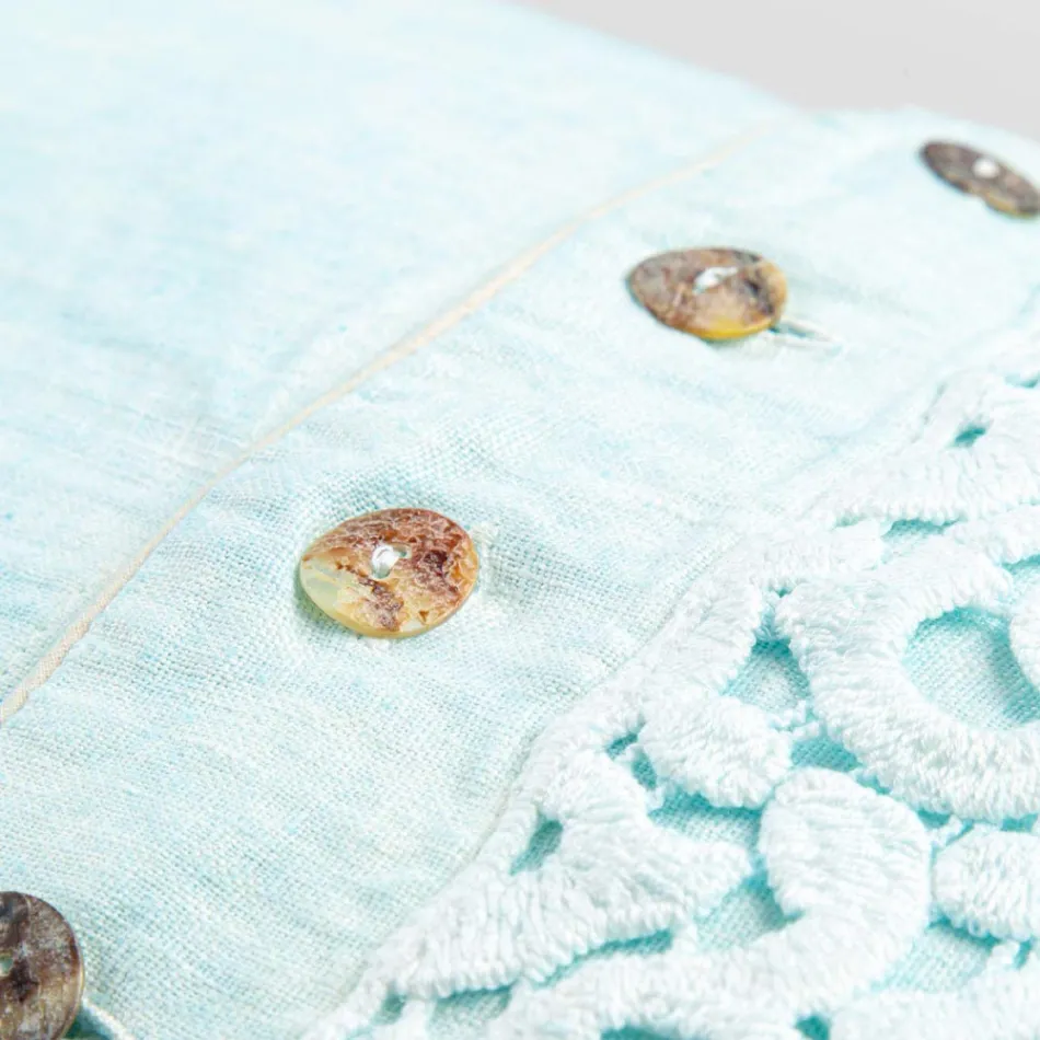 Pudebetræk i farvet hør, Poema-blonde og italiensk luksuspiping - Stego Viadurini