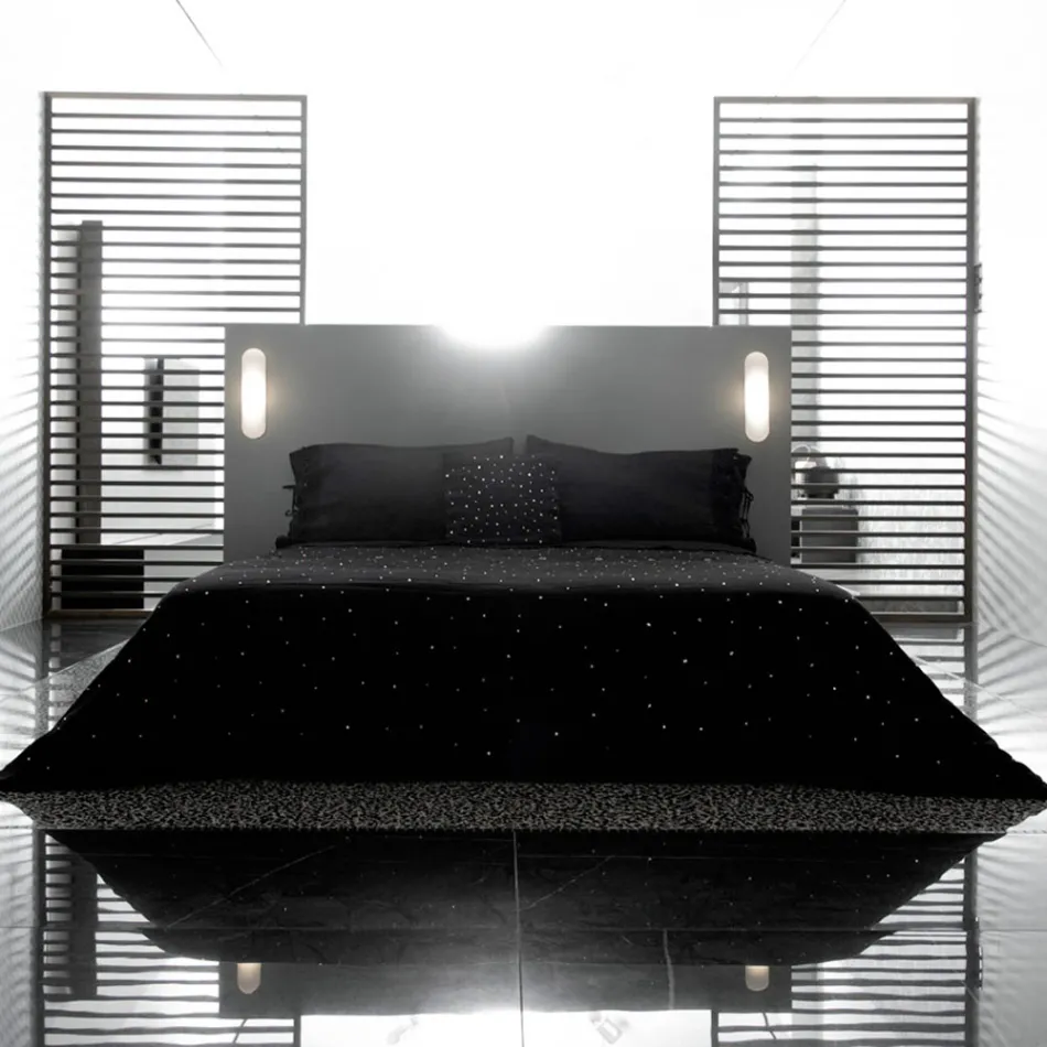 Hørpudebetræk med Poema blonder og smør eller sorte snørebånd lavet i Italien - Masone Viadurini