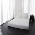 Kridt eller retro let pudebetræk i hør med firkantede designbånd - Prisco Viadurini