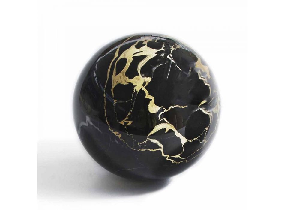 Sphere Paperweight i poleret sort Portoro marmor Modern Design 2 størrelser - sfære Viadurini