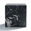 Moderne terningpapirvægt i satin sort Marquinia-marmor fremstillet i Italien - Qubino