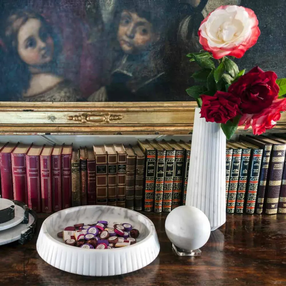 Modern Sphere Paperweight i italiensk satinhvid marmor, 2 stykker - sfære Viadurini