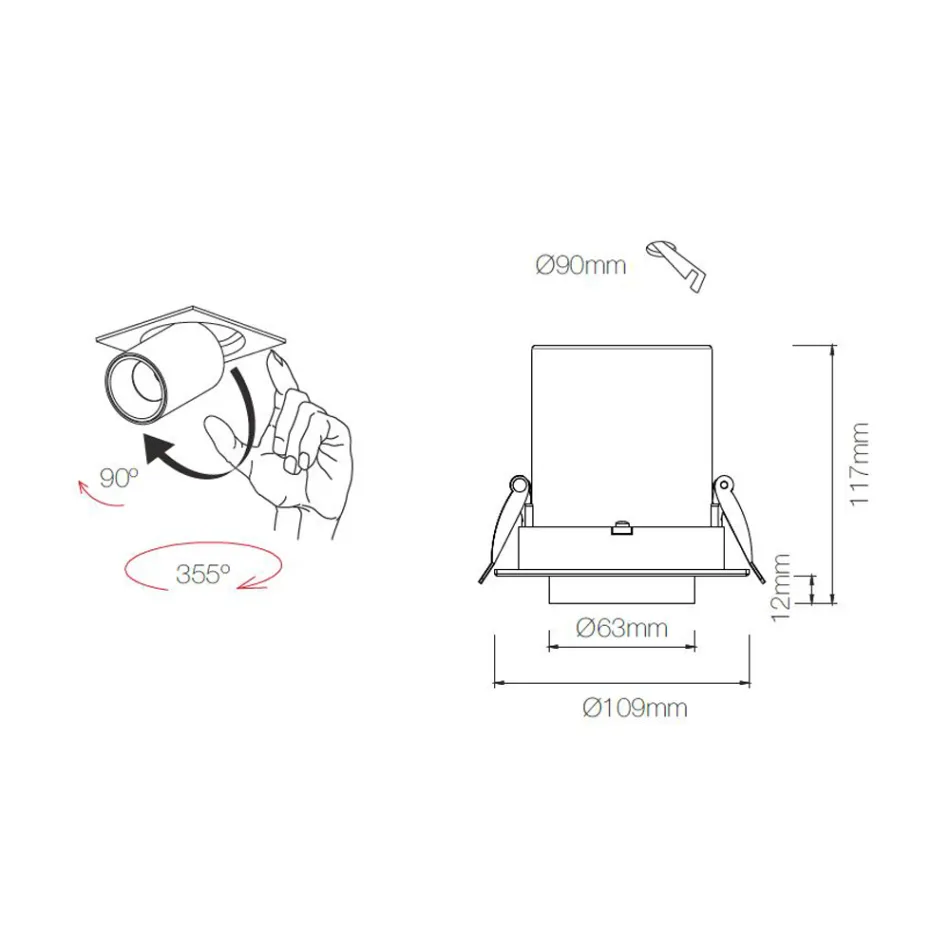 Fotoprojektor Led forsænket loftslampe til interiør i aluminium - etruskisk Viadurini