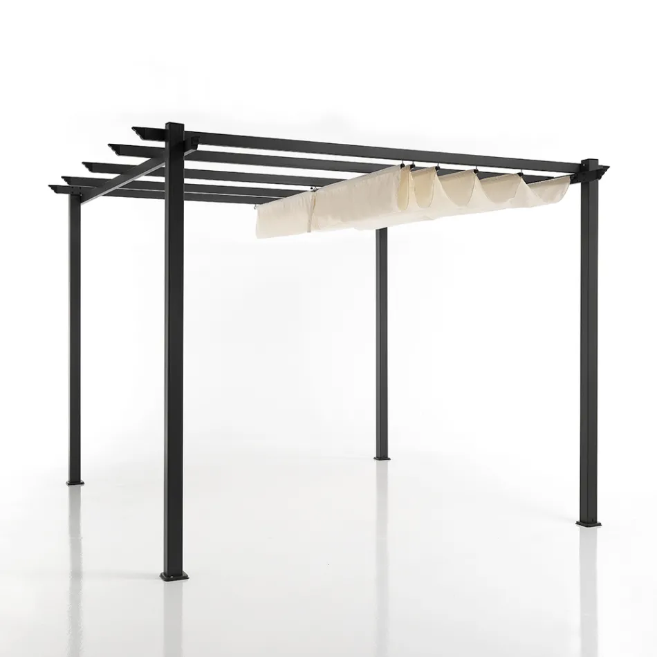 Lysthus i epoxy pulverlakeret aluminium og glideklud - krybbe Viadurini