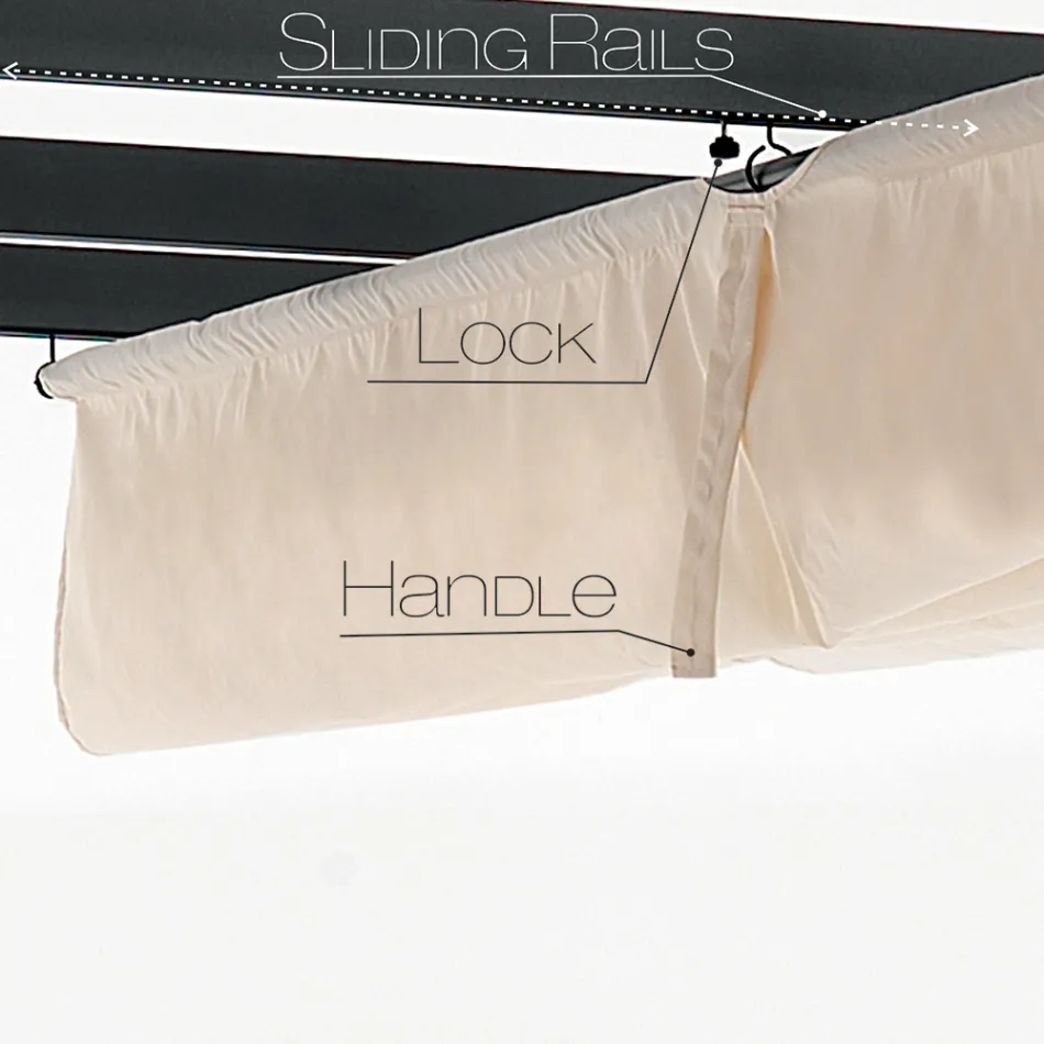 Lysthus i epoxy pulverlakeret aluminium og glideklud - krybbe Viadurini