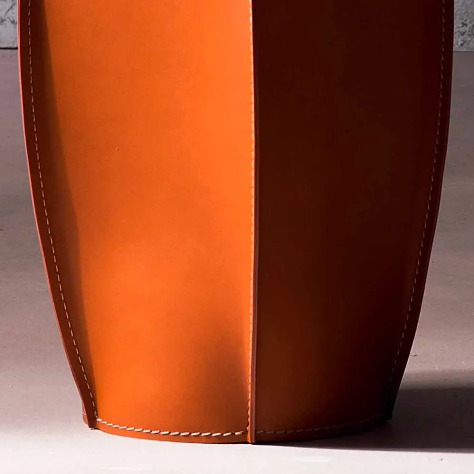 Design papirkurv i regenereret Poligiono læder, lavet i Italien Viadurini