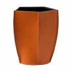 Design papirkurv i regenereret Poligiono læder, lavet i Italien Viadurini