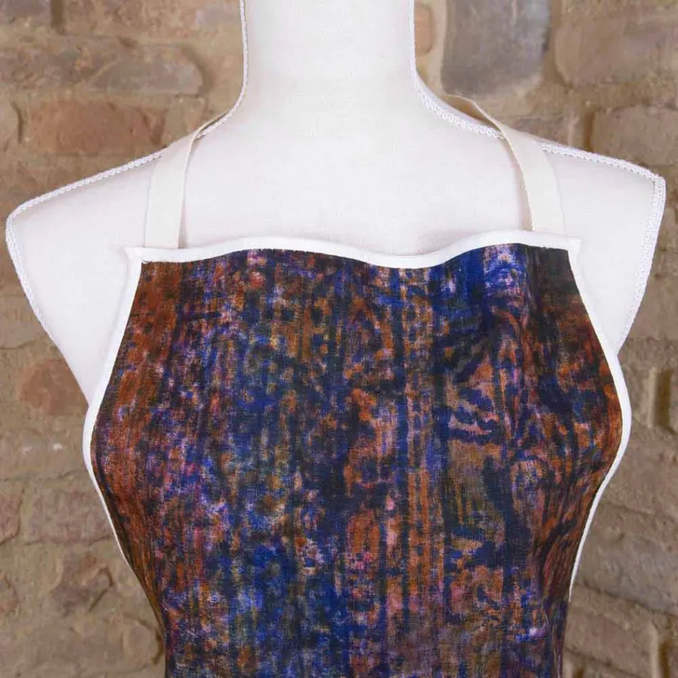 Håndlavet forklæde Håndlavet udskrivning Enkelt stykke i bomuld - mærker Viadurini