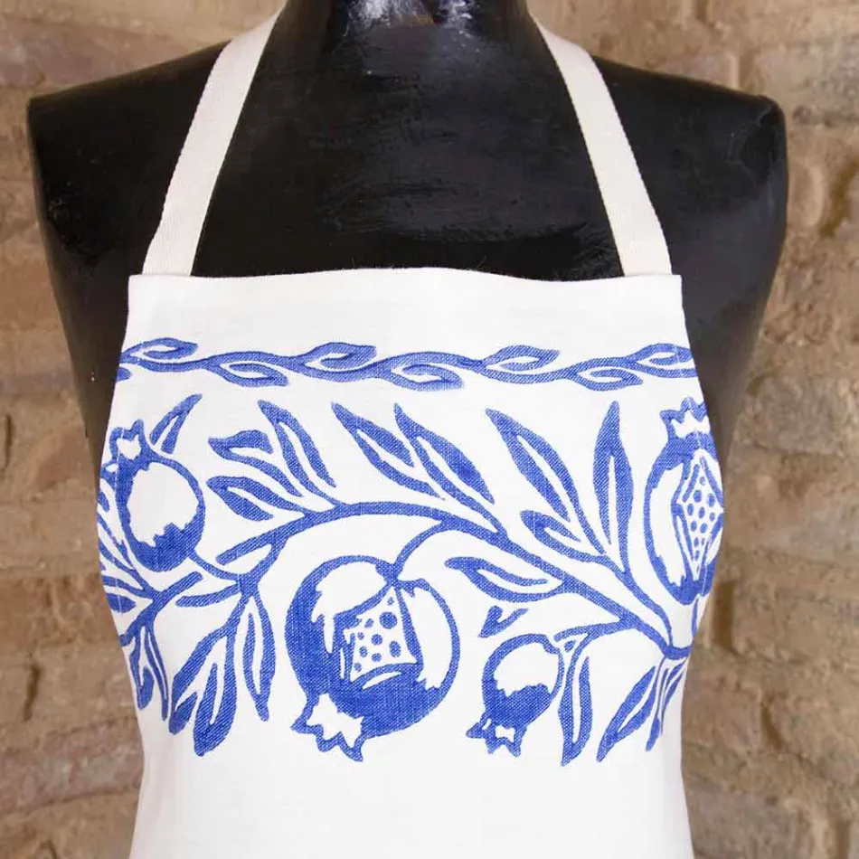 Italiensk håndlavet linneforkle et stykke - mærker Viadurini