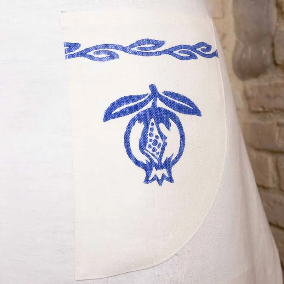 Italiensk håndlavet linneforkle et stykke - mærker Viadurini