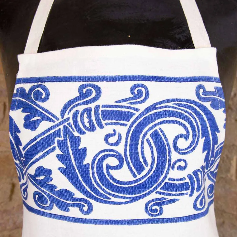 Italiensk håndlavet linneforkle et stykke - mærker Viadurini