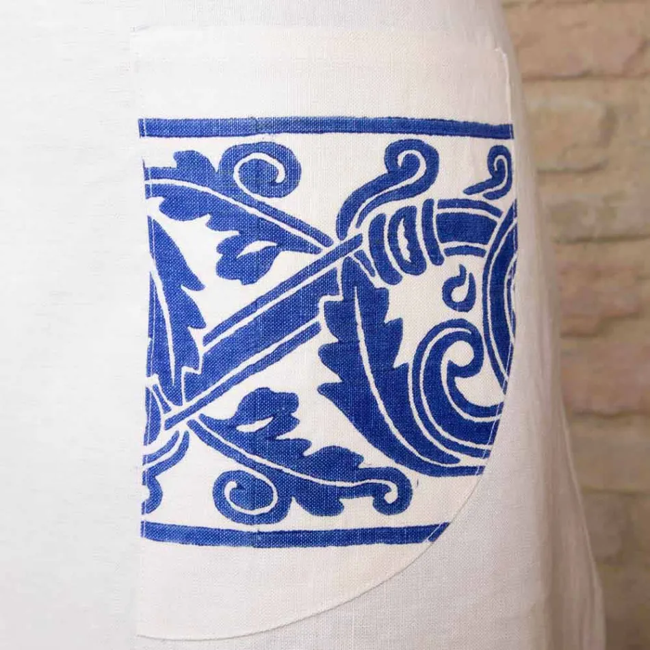 Italiensk håndlavet linneforkle et stykke - mærker Viadurini