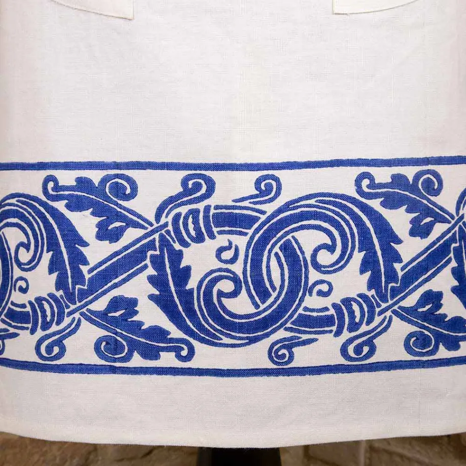 Italiensk håndlavet linneforkle et stykke - mærker Viadurini