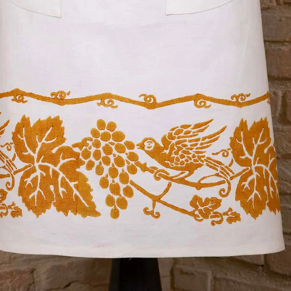 Italiensk håndlavet linneforkle et stykke - mærker Viadurini