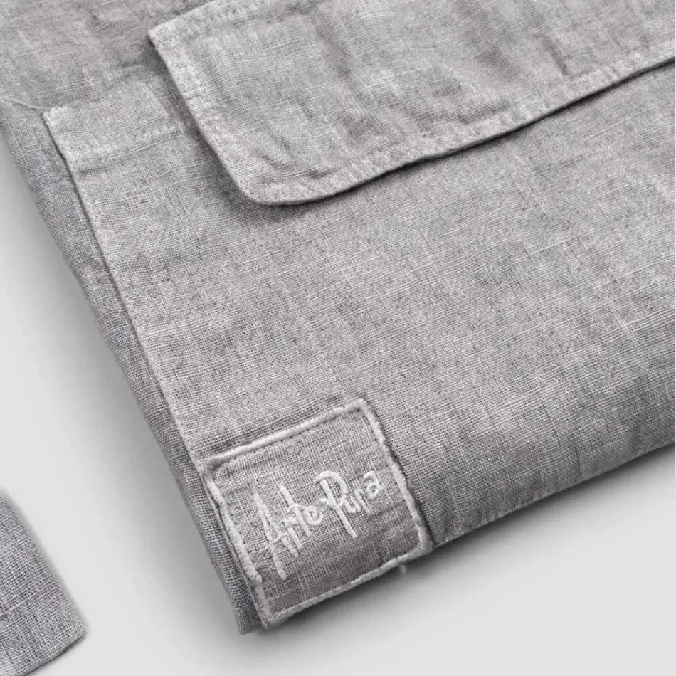 Antracitgrå hør køkkenforklæde Lav model med lomme - Flick Viadurini