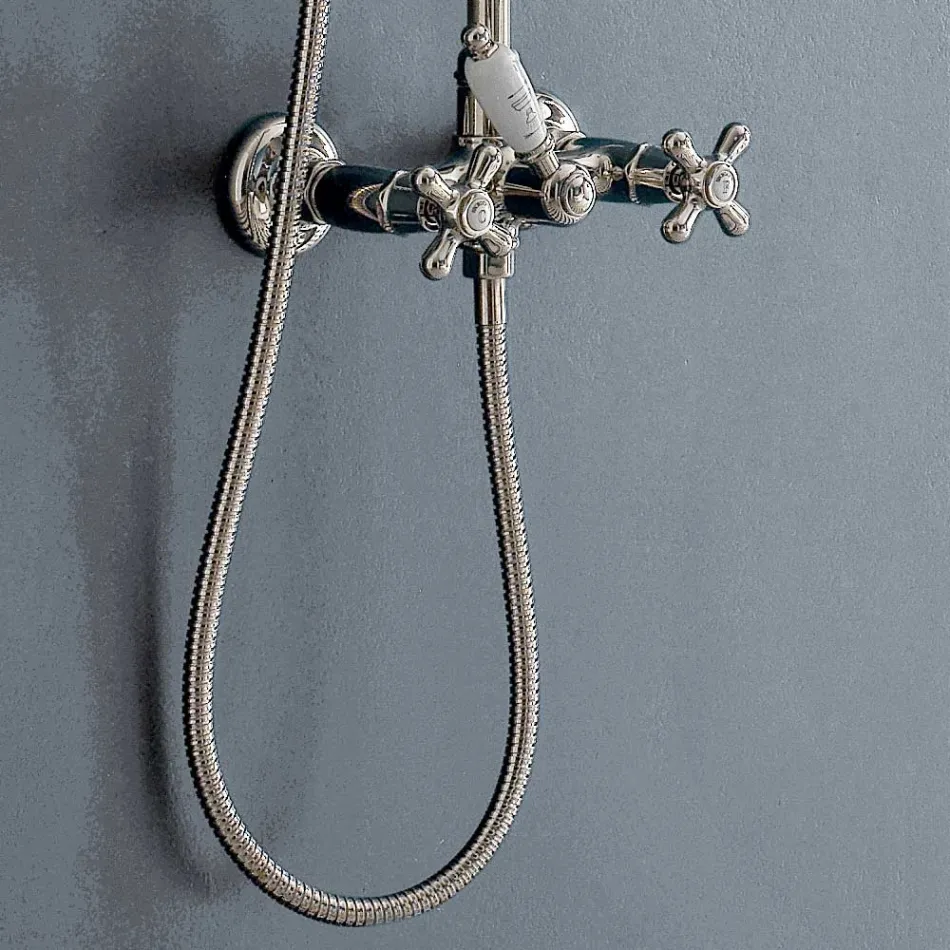 Klassisk Duplex messingbrusegruppe med brusehoved i 3 størrelser - Ercolina Viadurini