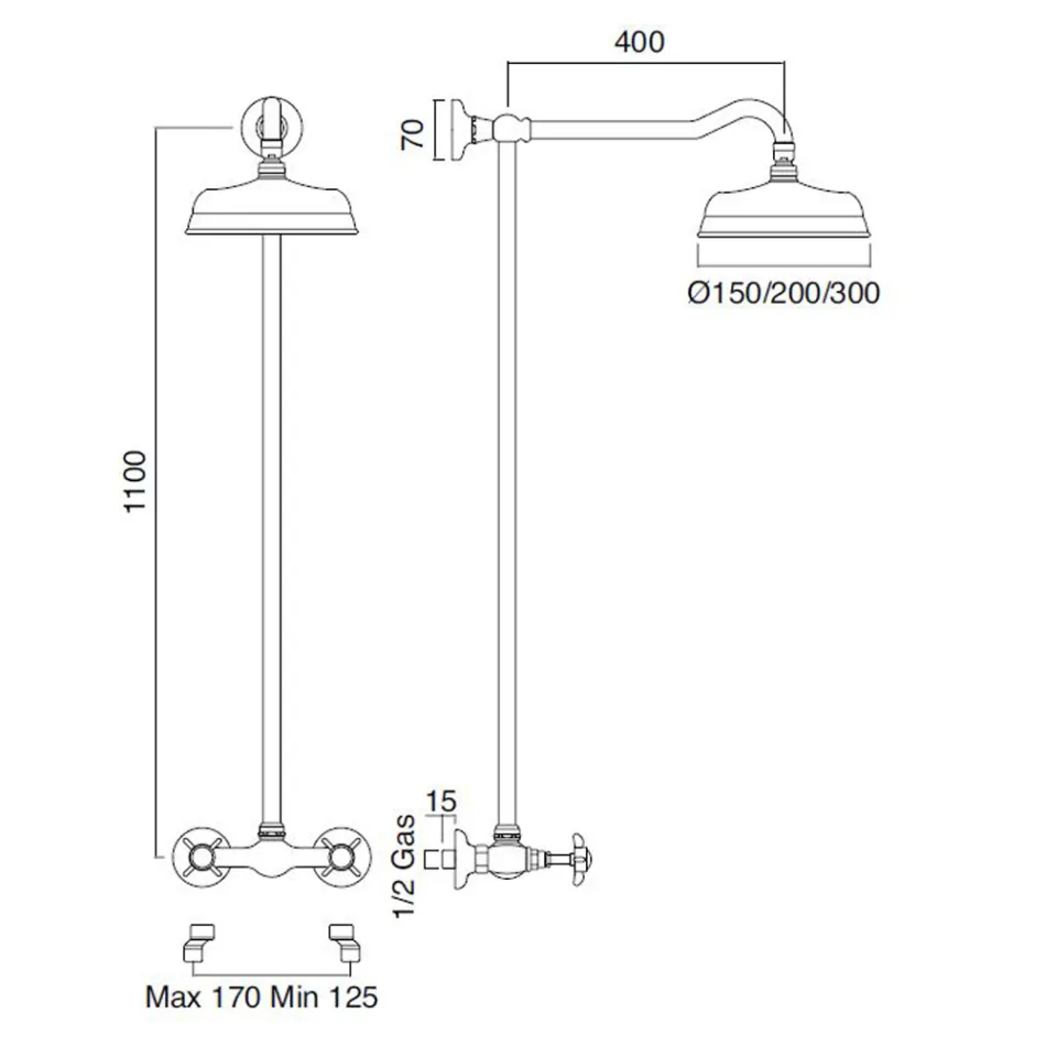Håndlavet messingbrusegruppe i klassisk stil - Miriano Viadurini