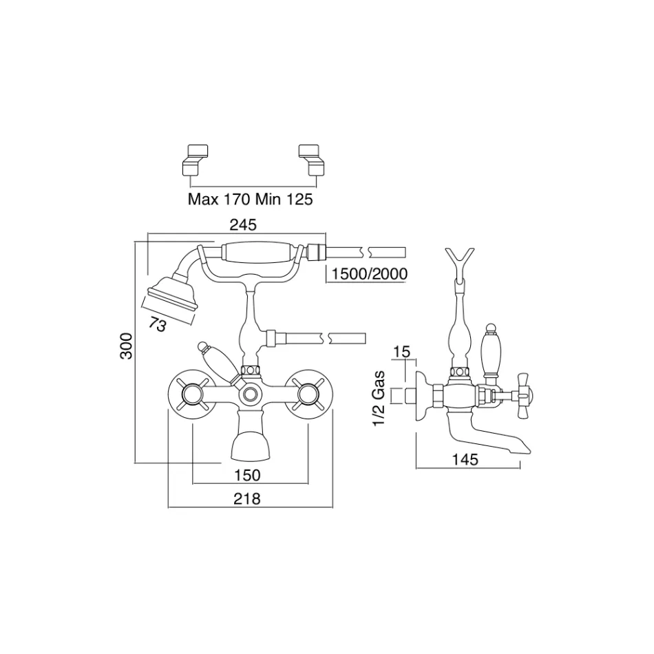 Badekarsgruppe i messing i vintagestil fremstillet i Italien - Katerina Viadurini