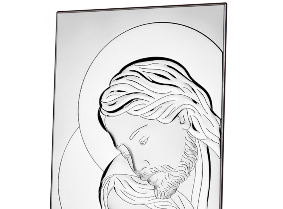 Holy Family Silver Icon Lodret borddesign 2 størrelser - Famisca Viadurini