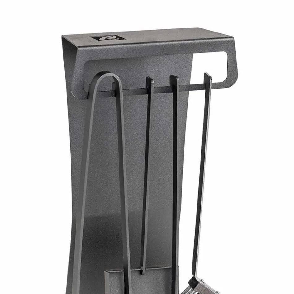 Sæt med 4 Made in Italy Design stål pejsværktøj - Chandler Viadurini