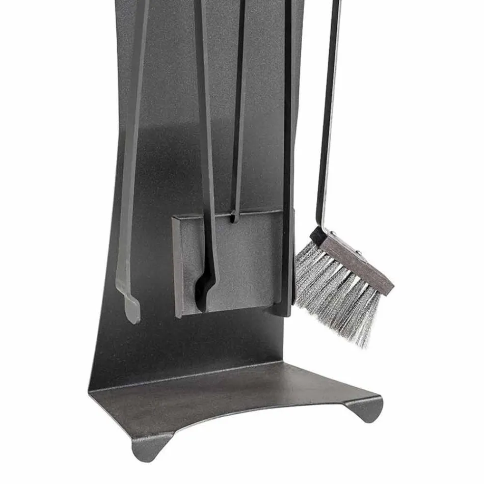 Sæt med 4 Made in Italy Design stål pejsværktøj - Chandler Viadurini