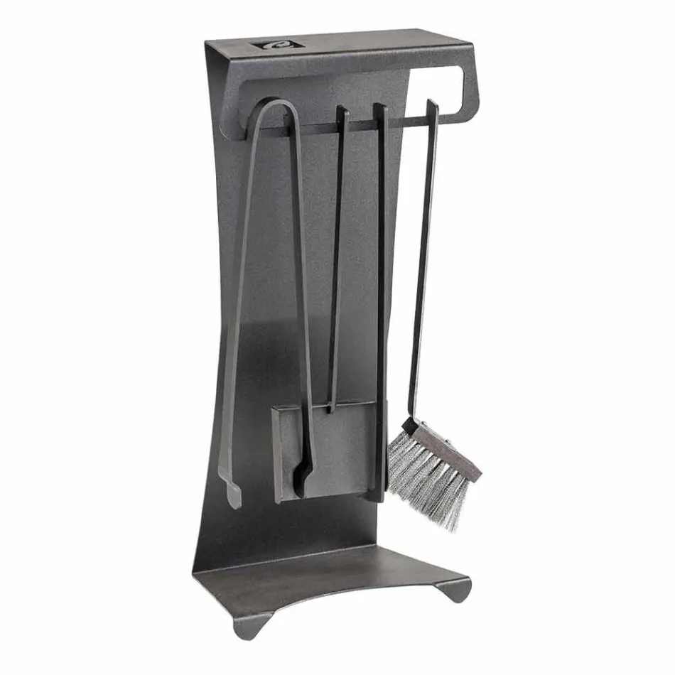 Sæt med 4 Made in Italy Design stål pejsværktøj - Chandler Viadurini