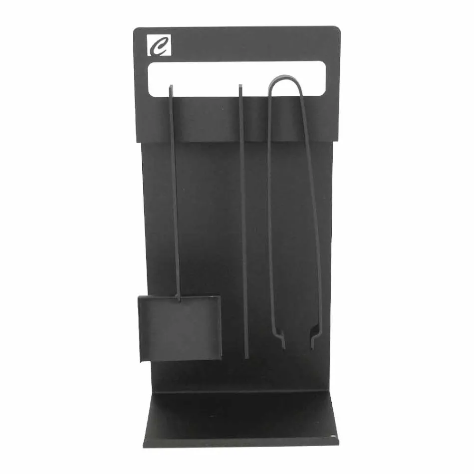 Sæt designværktøjer til pejs i sort stål fremstillet i Italien - Ostro Viadurini