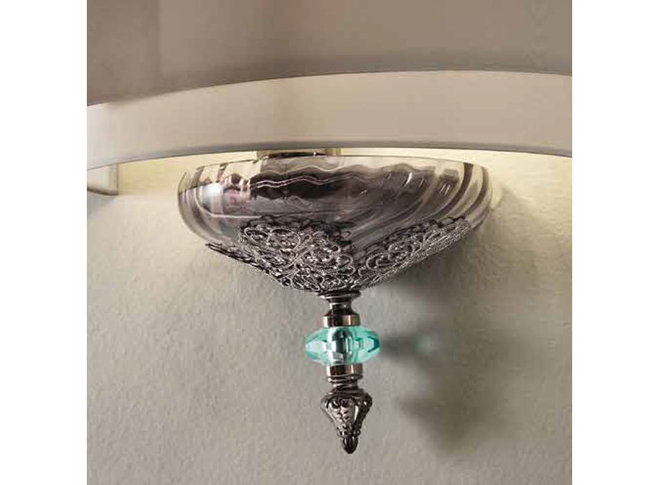 Klassisk italiensk håndværksglas væglampe med lampeskærm - Magrena Viadurini