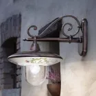 Havevæglampe i sort aluminium håndmalede blomster - latin Viadurini