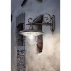 Havevæglampe i sort aluminium håndmalede blomster - latin Viadurini