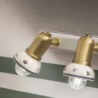 Lineær væglampe 3 spots i messing og håndlavet keramik - Savona Viadurini