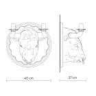 Væglampe med 2 lys i keramisk design i form af en tyr - Marrena Viadurini